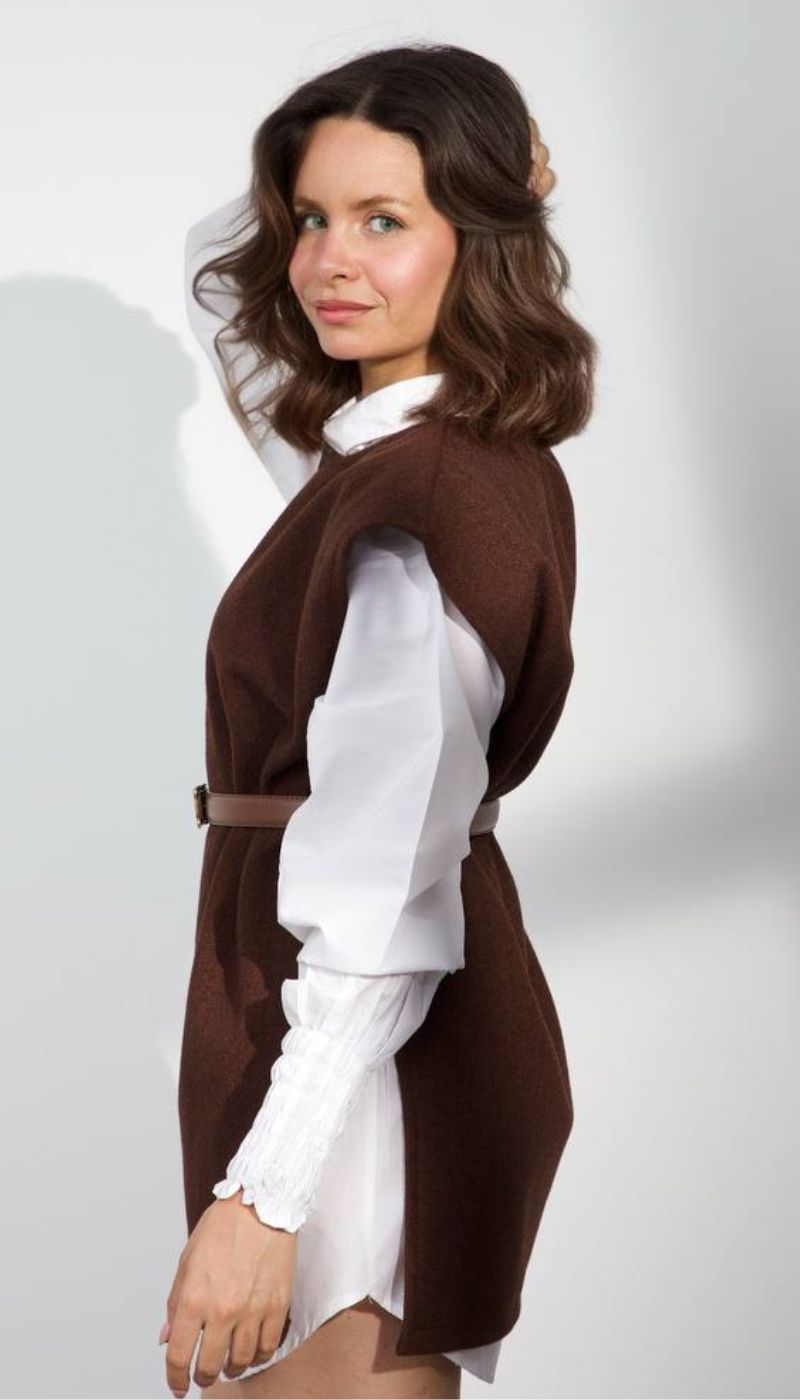 GILET ROBE CHEMISE MARRON