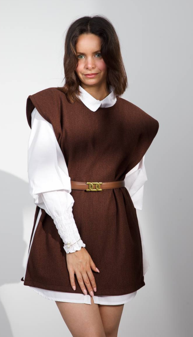 GILET ROBE CHEMISE MARRON